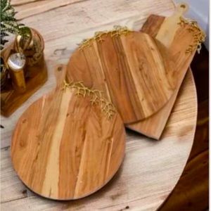 Wood Charcuterie Board with Gold Coral Design (3 Styles)